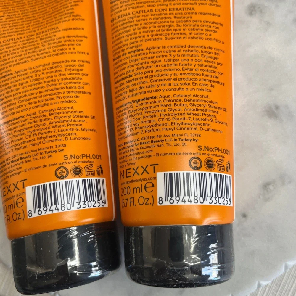 NEXXT Keratin Hair Cream Dry Damaged Haircare Repairing Complex New Set‎ of 2